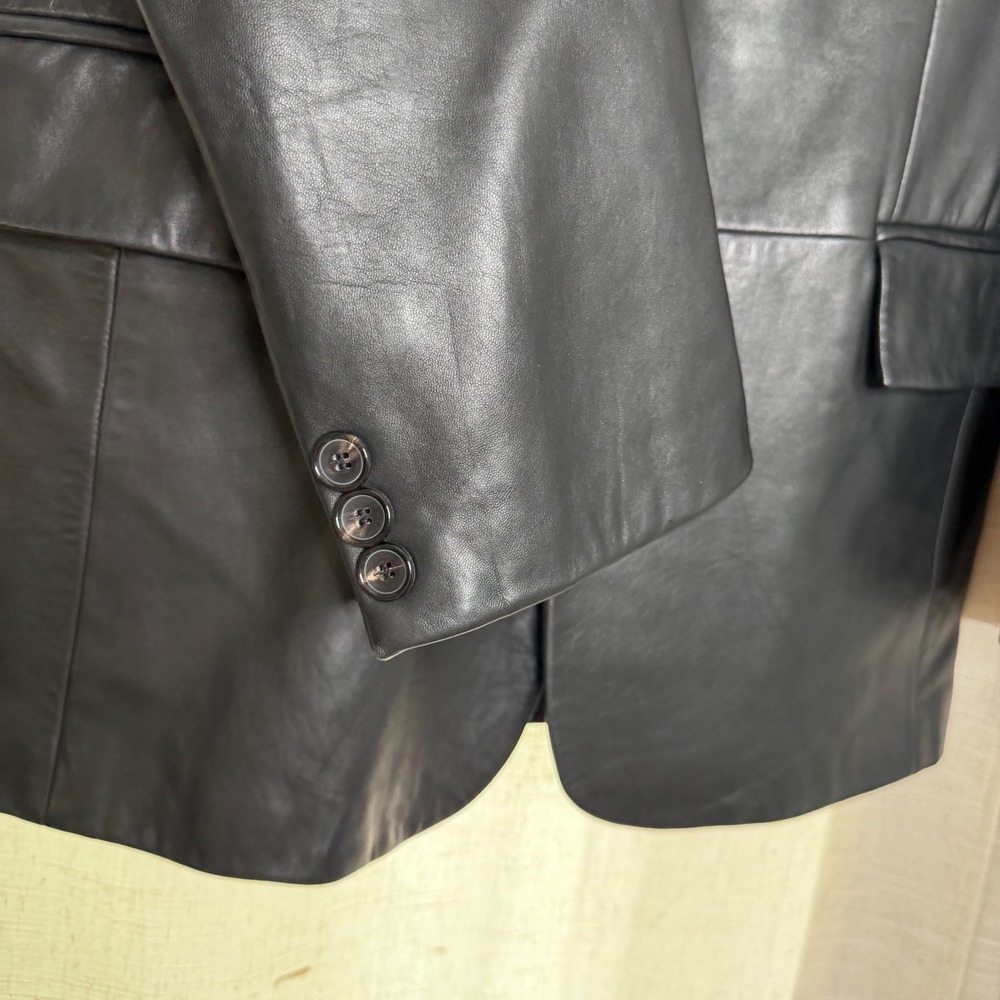 Hugo Boss Lambskin Leather Blazer Jacket Black Barney's New York Men's Size 42R - Picture 4 of 16